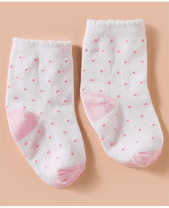 Cute Walk by Babyhug Non Terry Knit Ankle Length Anti Bacterial Socks With Polka Dots Pack of 3 - Multicolour