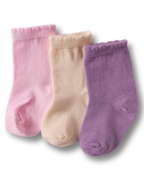 Cute Walk by Babyhug Non Terry Cotton Knit Ankle Length Anti Bacterial Solid Socks Pack of 3 - Multicolour