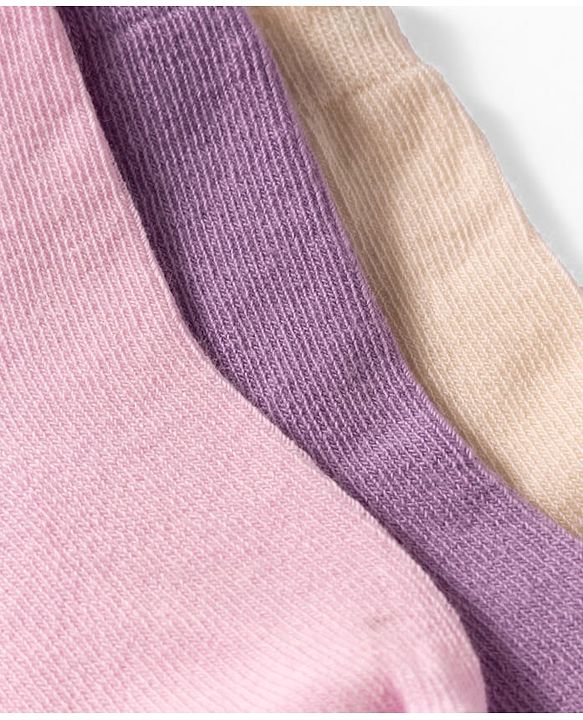Cute Walk by Babyhug Non Terry Cotton Knit Ankle Length Anti Bacterial Solid Socks Pack of 3 - Multicolour