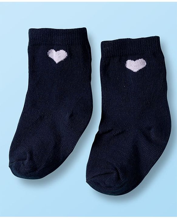 Cute Walk by Babyhug Non Terry Cotton Knit Ankle Length Anti Bacterial Socks With Hearts Design Pack Of 3 - Multicolour