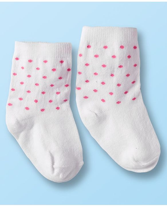 Cute Walk by Babyhug Non Terry Cotton Knit Ankle Length Anti Bacterial Socks With Polka Dots & Floral Design Pack Of 3 - Multicolour