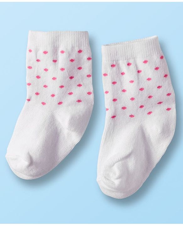 Cute Walk by Babyhug Non Terry Cotton Knit Ankle Length Anti Bacterial Socks With Polka Dots & Floral Design Pack Of 3 - Multicolour