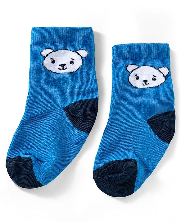 Cute Walk by Babyhug Ankle Length Anti Bacterial Socks with Animal Design Pack of 3 - Blue White & Orange