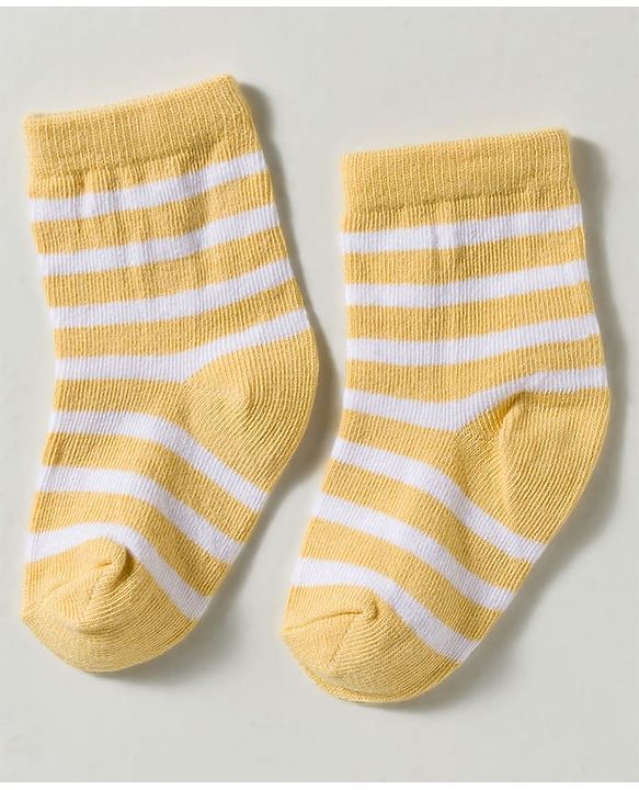 Cute Walk by Babyhug Non Terry Knit Ankle Length Anti Bacterial Striped & Bear Designed Socks Pack of 3 - Multicolor