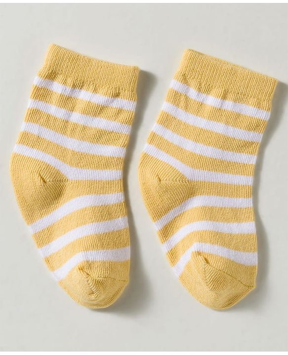 Cute Walk by Babyhug Non Terry Knit Ankle Length Anti Bacterial Striped & Bear Designed Socks Pack of 3 - Multicolor