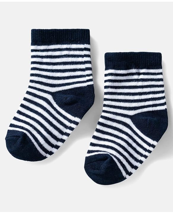 Cute Walk by Babyhug Ankle Length Anti Bacterial Socks with Diamond Design Pack of 3 - Blue & White