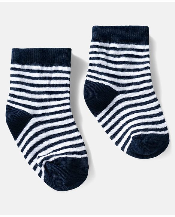 Cute Walk by Babyhug Ankle Length Anti Bacterial Socks with Diamond Design Pack of 3 - Blue & White