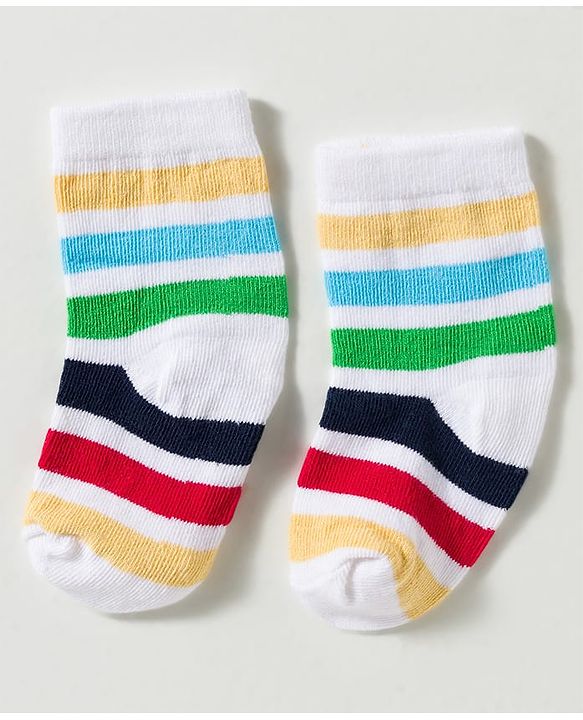Cute Walk by Babyhug Non Terry Knit Ankle Length Anti Bacterial Striped & Lion Designed Socks Pack of 3 - Multicolor