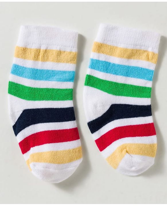 Cute Walk by Babyhug Non Terry Knit Ankle Length Anti Bacterial Striped & Lion Designed Socks Pack of 3 - Multicolor