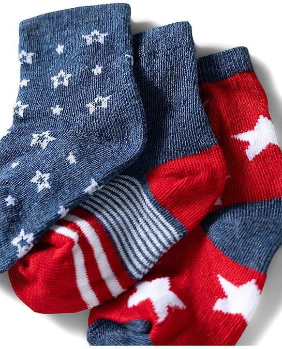 Cute Walk by Babyhug Ankle Length Anti Bacterial Socks with Star Design Pack of 3 - Navy