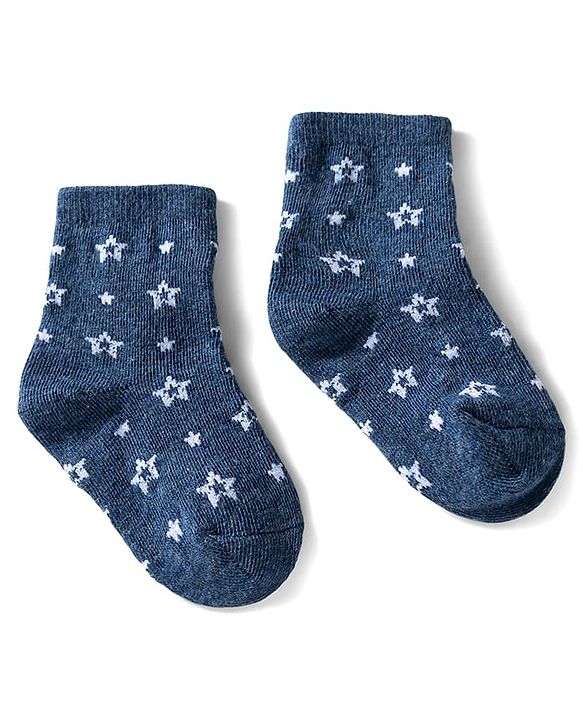 Cute Walk by Babyhug Ankle Length Anti Bacterial Socks with Star Design Pack of 3 - Navy