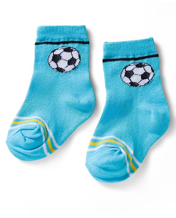 Cute Walk by Babyhug Ankle Length Anti Bacterial Socks with Star & Foot Ball Design Pack of 3 - Yellow Blue & White