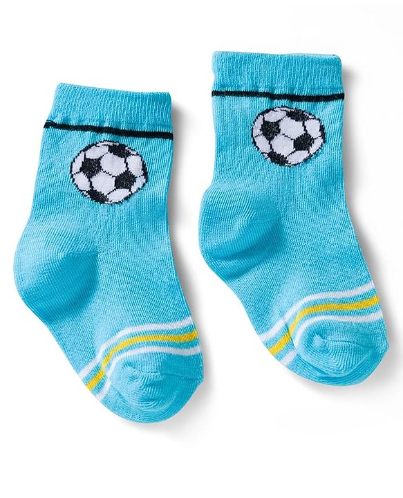 Cute Walk by Babyhug Ankle Length Anti Bacterial Socks with Star & Foot Ball Design Pack of 3 - Yellow Blue & White