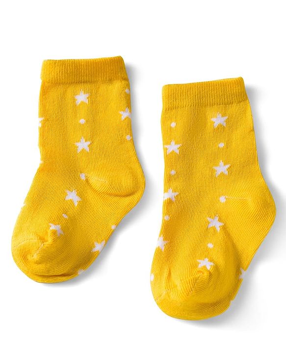 Cute Walk by Babyhug Ankle Length Anti Bacterial Socks with Star & Foot Ball Design Pack of 3 - Yellow Blue & White