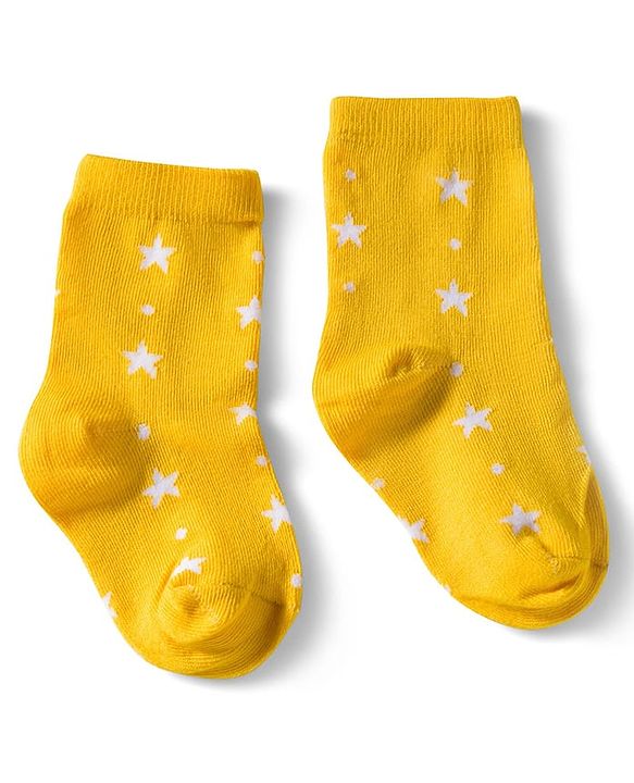 Cute Walk by Babyhug Ankle Length Anti Bacterial Socks with Star & Foot Ball Design Pack of 3 - Yellow Blue & White