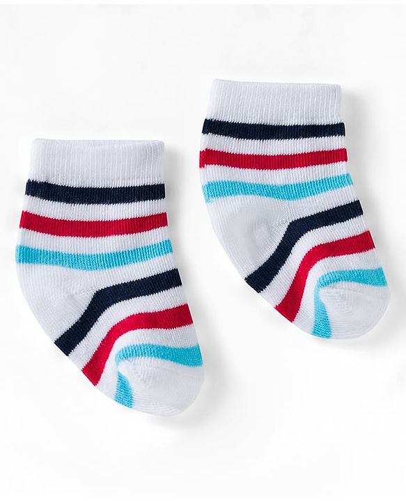 Cute Walk by Babyhug Ankle Length Anti Bacterial Socks with Lion & Airplane Design Pack of 3 - Red  Blue & White