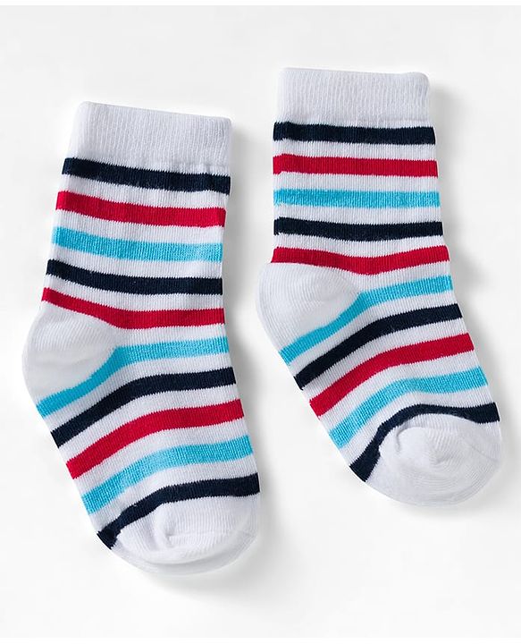 Cute Walk by Babyhug Ankle Length Anti Bacterial Socks with Lion & Airplane Design Pack of 3 - Red  Blue & White
