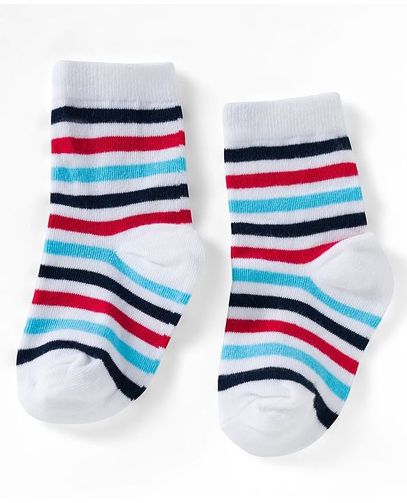Cute Walk by Babyhug Ankle Length Anti Bacterial Socks with Lion & Airplane Design Pack of 3 - Red  Blue & White