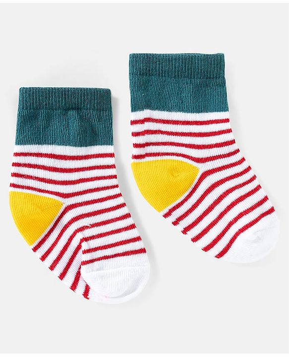 Cute Walk by Babyhug Ankle Length Anti Bacterial Socks with Text Design Pack of 3 -  Blue & White