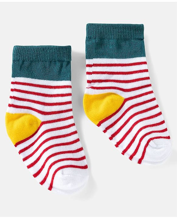 Cute Walk by Babyhug Ankle Length Anti Bacterial Socks with Text Design Pack of 3 -  Blue & White