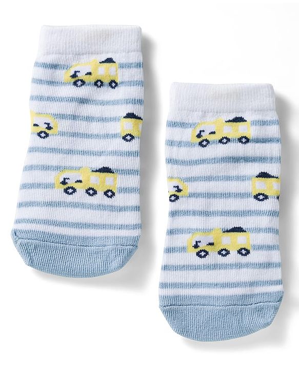 Cute Walk by Babyhug Ankle Length Anti Bacterial Socks with Vehicle Design Pack of 3 - Multicolour