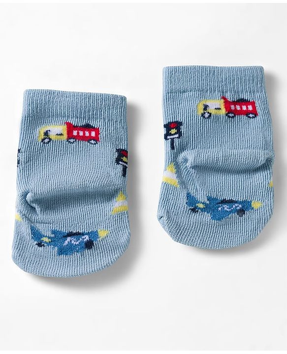 Cute Walk by Babyhug Ankle Length Anti Bacterial Socks with Vehicle Design Pack of 3 - Multicolour