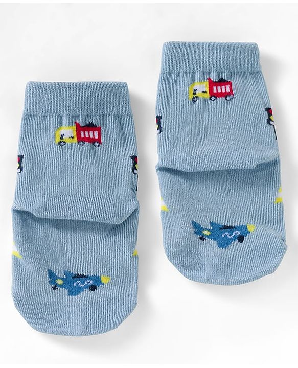 Cute Walk by Babyhug Ankle Length Anti Bacterial Socks with Vehicle Design Pack of 3 - Multicolour