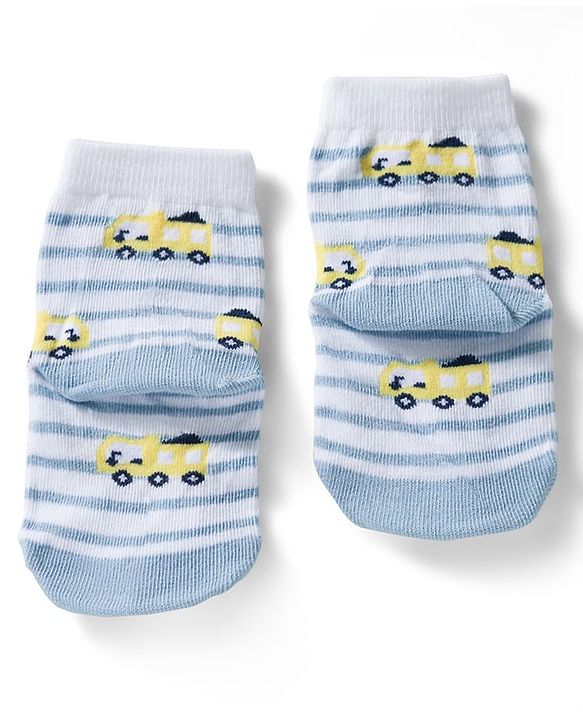 Cute Walk by Babyhug Ankle Length Anti Bacterial Socks with Vehicle Design Pack of 3 - Multicolour