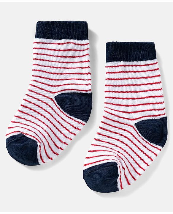 Cute Walk by Babyhug Ankle Length Anti Bacterial Socks with Boat Design Pack of 3 - Navy & White