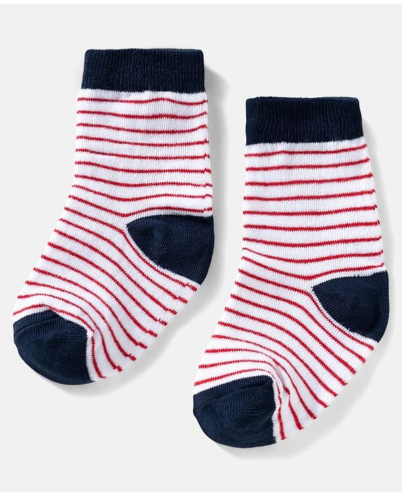 Cute Walk by Babyhug Ankle Length Anti Bacterial Socks with Boat Design Pack of 3 - Navy & White