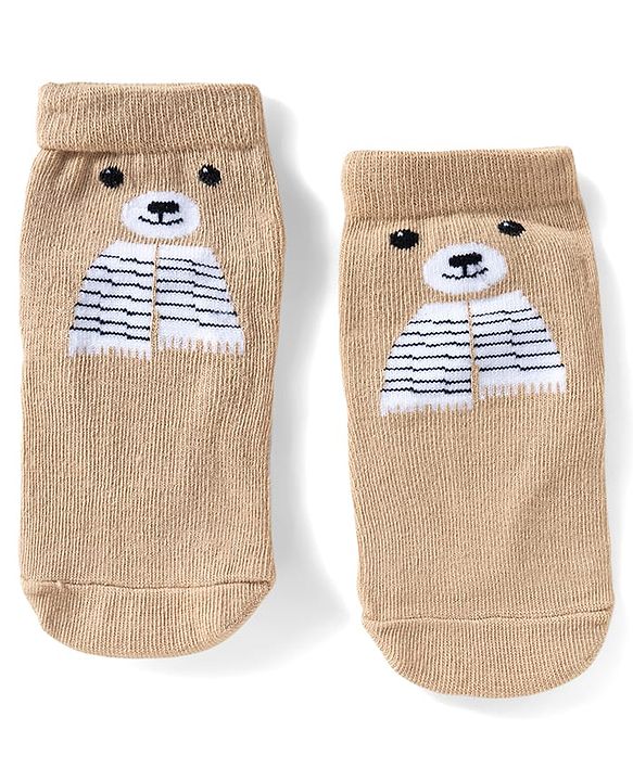 Cute Walk by Babyhug Ankle Length Anti Bacterial Socks with Bear Design Pack of 3 - Multicolour