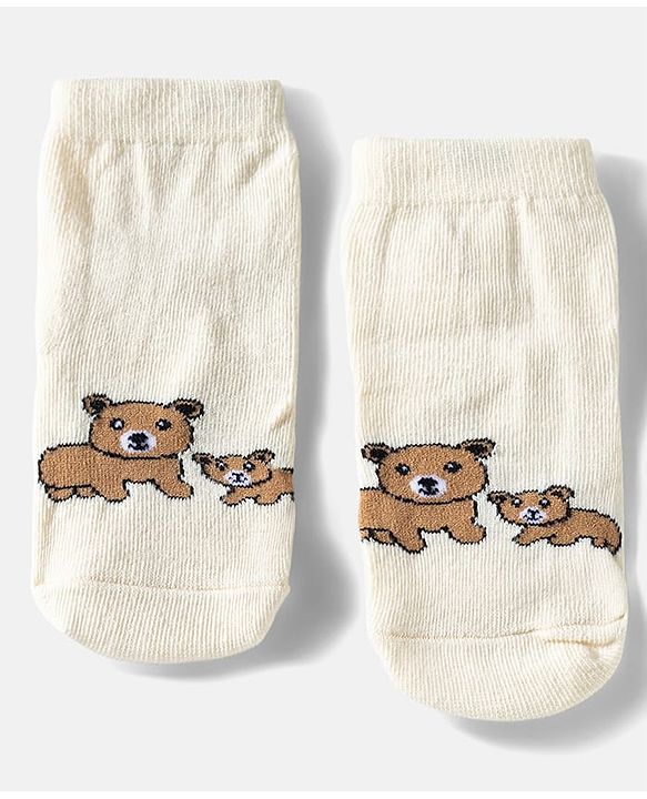 Cute Walk by Babyhug Ankle Length Anti Bacterial Socks with Bear Design Pack of 3 - Multicolour