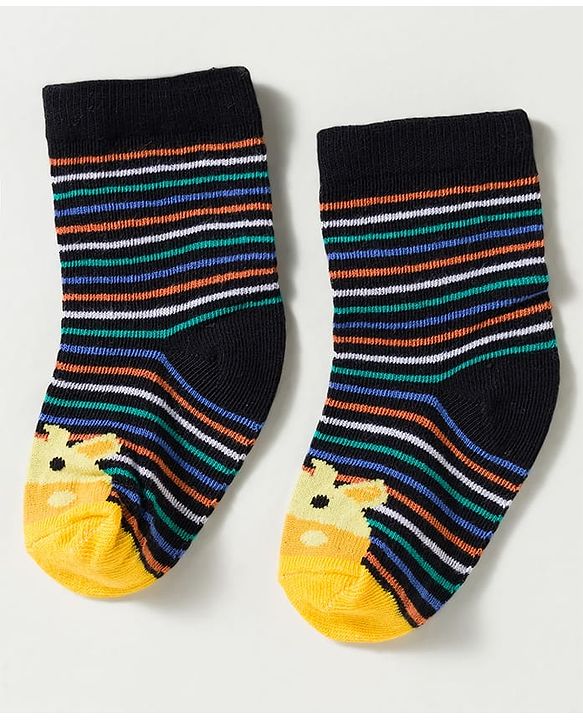 Cute Walk by Babyhug Non Terry Knit Ankle Length Anti Bacterial Striped & Car Designed Socks Pack of 3 - Multicolor