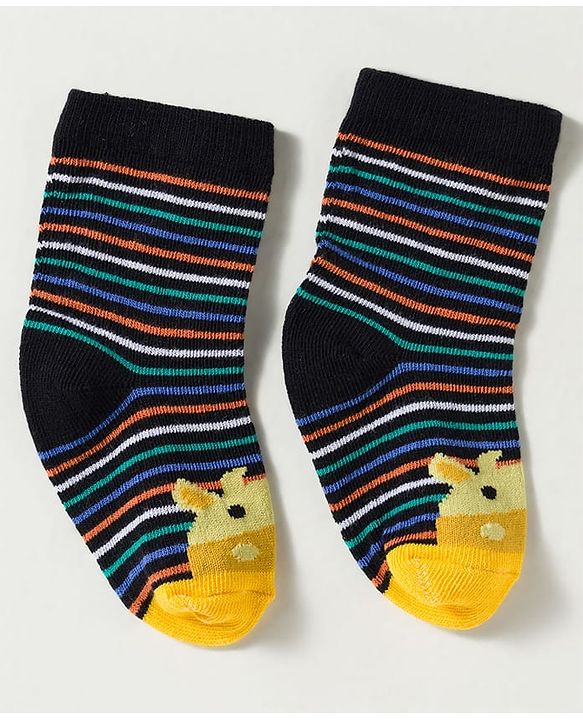 Cute Walk by Babyhug Non Terry Knit Ankle Length Anti Bacterial Striped & Car Designed Socks Pack of 3 - Multicolor