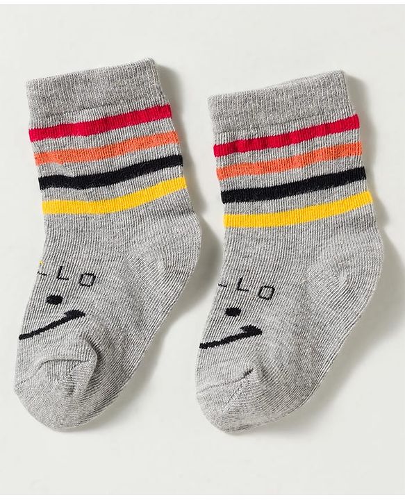 Cute Walk by Babyhug Non Terry Knit Ankle Length Anti Bacterial Striped & Car Designed Socks Pack of 3 - Multicolor