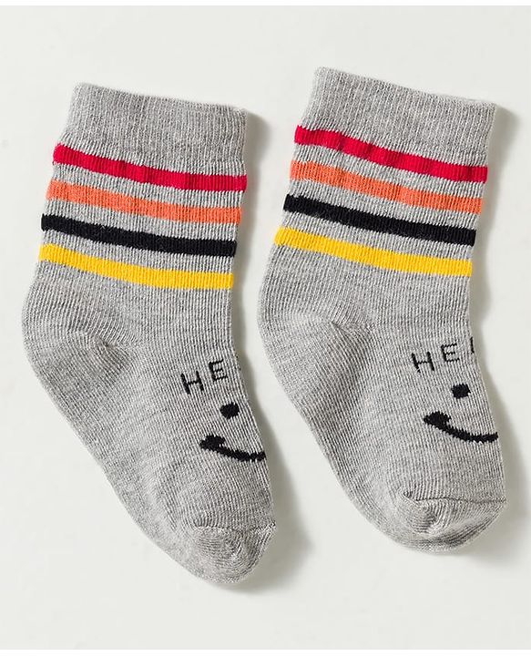 Cute Walk by Babyhug Non Terry Knit Ankle Length Anti Bacterial Striped & Car Designed Socks Pack of 3 - Multicolor