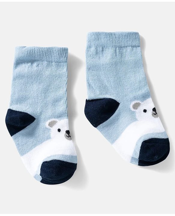 Cute Walk by Babyhug Ankle Length Anti Bacterial Socks with Snow Bear Design Pack of 3 - Multicolour