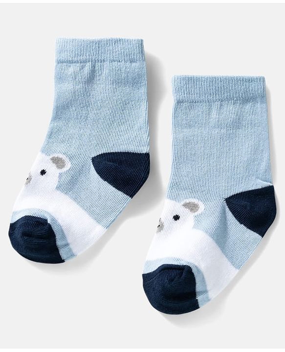 Cute Walk by Babyhug Ankle Length Anti Bacterial Socks with Snow Bear Design Pack of 3 - Multicolour