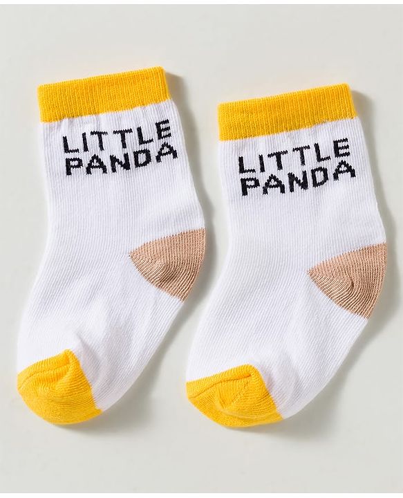 Cute Walk by Babyhug Non Terry Knit Ankle Length Anti Bacterial Striped & Panda Designed Socks Pack of 3 - Multicolor