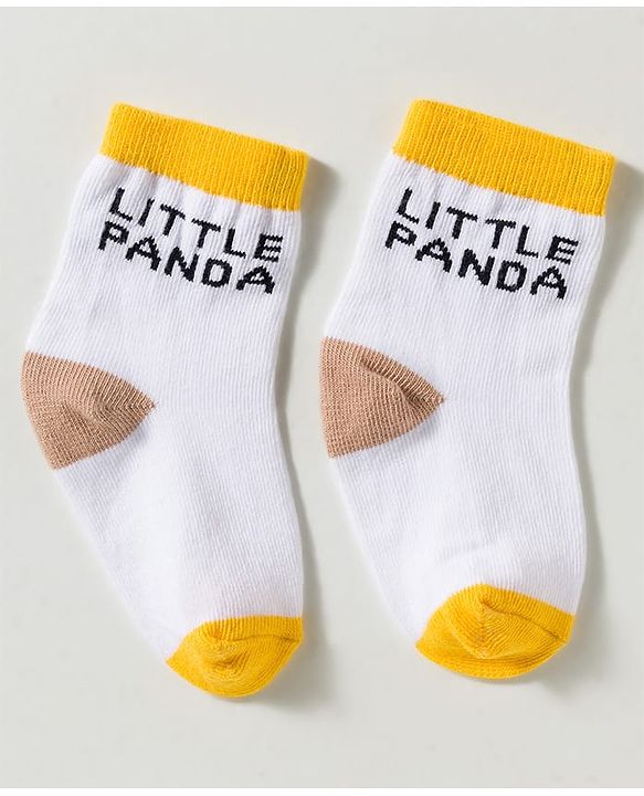 Cute Walk by Babyhug Non Terry Knit Ankle Length Anti Bacterial Striped & Panda Designed Socks Pack of 3 - Multicolor