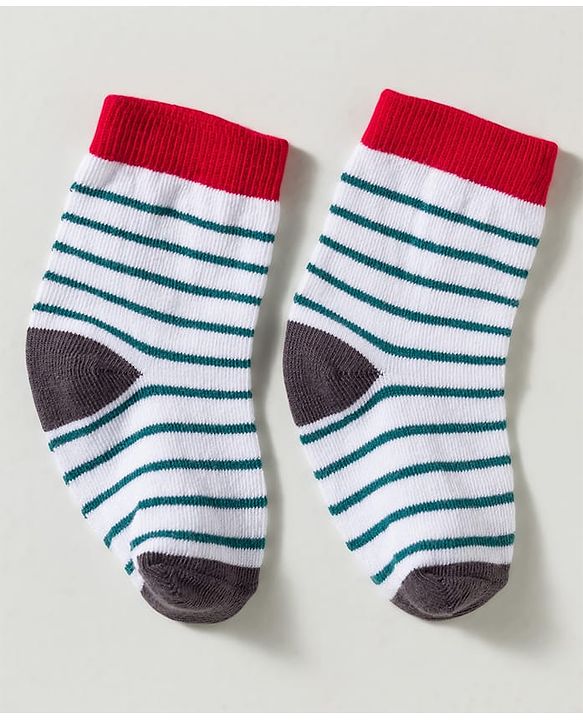 Cute Walk by Babyhug Non Terry Knit Ankle Length Anti Bacterial Striped & Panda Designed Socks Pack of 3 - Multicolor