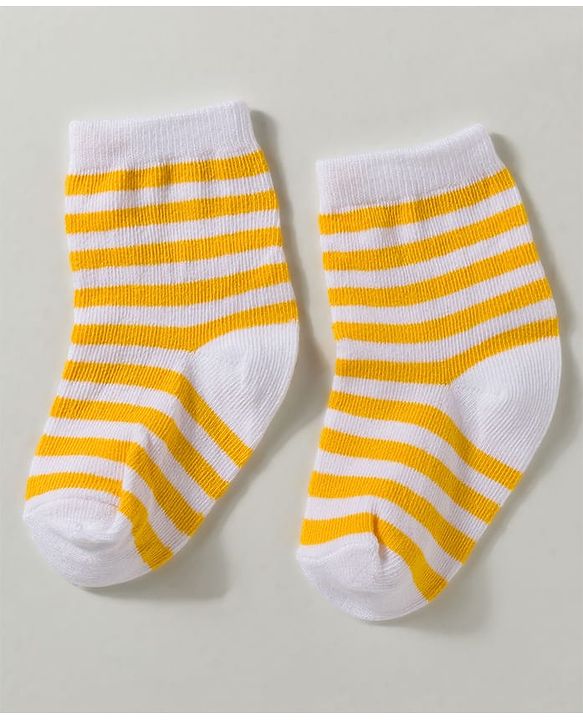 Cute Walk by Babyhug Non Terry Knit Ankle Length Anti Bacterial Striped & Dino Designed Socks Pack of 3 - Multicolor