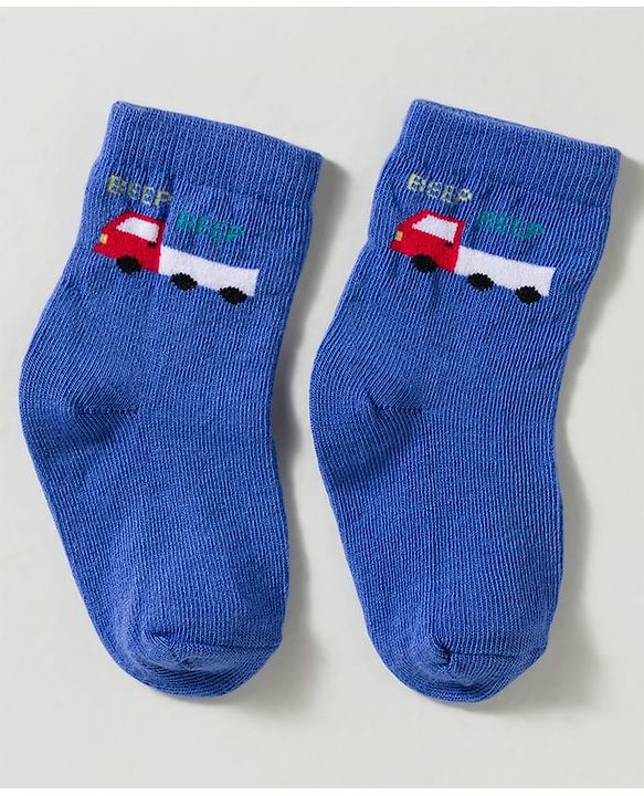 Cute Walk by Babyhug Non Terry Knit Ankle Length Anti Bacterial Striped & Car Designed Socks Pack of 3 - Multicolor
