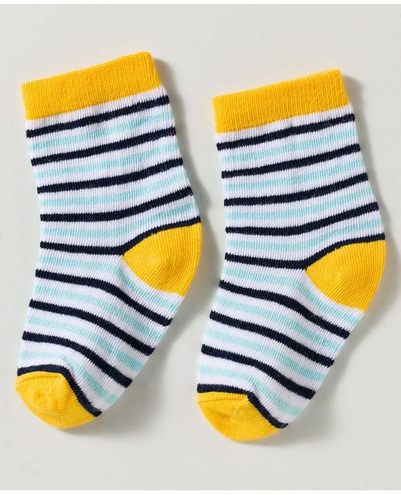 Cute Walk by Babyhug Non Terry Knit Ankle Length Anti Bacterial Striped & Lion Designed Socks Pack of 3 - Multicolor