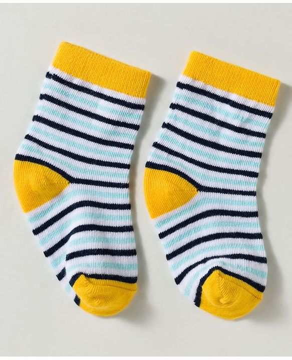 Cute Walk by Babyhug Non Terry Knit Ankle Length Anti Bacterial Striped & Lion Designed Socks Pack of 3 - Multicolor