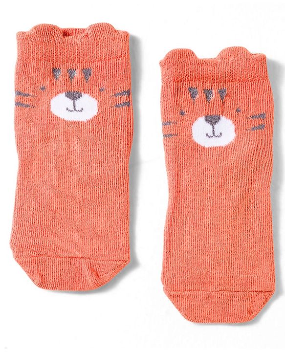 Cute Walk by Babyhug Non Terry Cotton Knit Ankle Length Anti Bacterial Socks With Animal Design Pack Of 3 - Multicolour