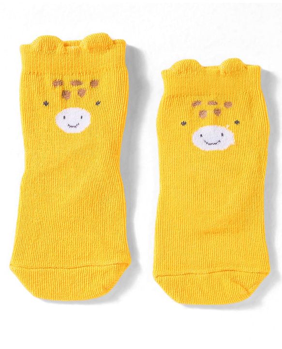 Cute Walk by Babyhug Non Terry Cotton Knit Ankle Length Anti Bacterial Socks With Animal Design Pack Of 3 - Multicolour