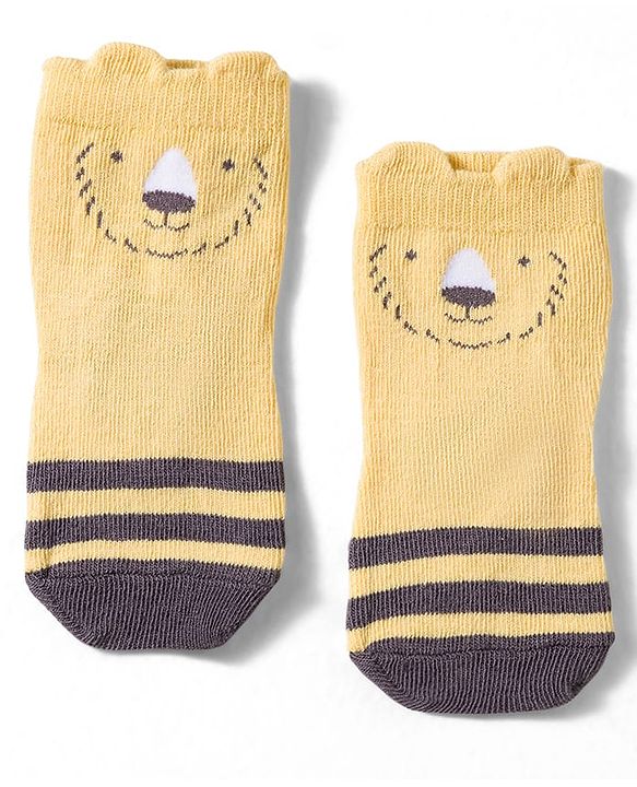 Cute Walk by Babyhug Non Terry Cotton Knit Ankle Length Anti Bacterial Socks With Animal Design Pack Of 3 - Multicolour