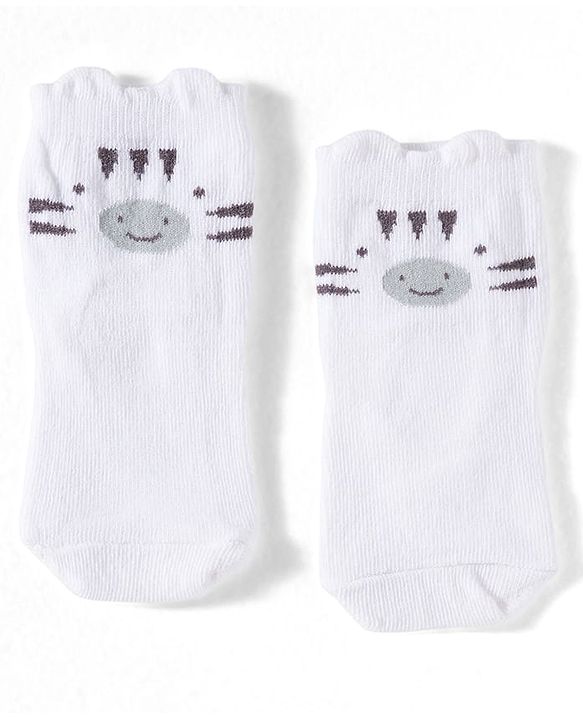 Cute Walk by Babyhug Non Terry Cotton Knit Ankle Length Anti Bacterial Socks With Animal Design Pack Of 3 - Multicolour