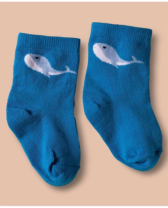 Cute Walk by Babyhug Non Terry Cotton Knit Ankle Length Anti Bacterial Socks With Nautical Theme & Sea Life Design Pack of 3 - Multicolour
